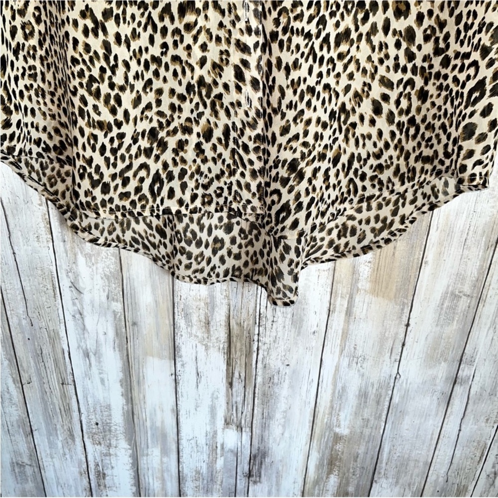 Umgee Sheer Leopard High Low Button Down - Picture 4 of 7
